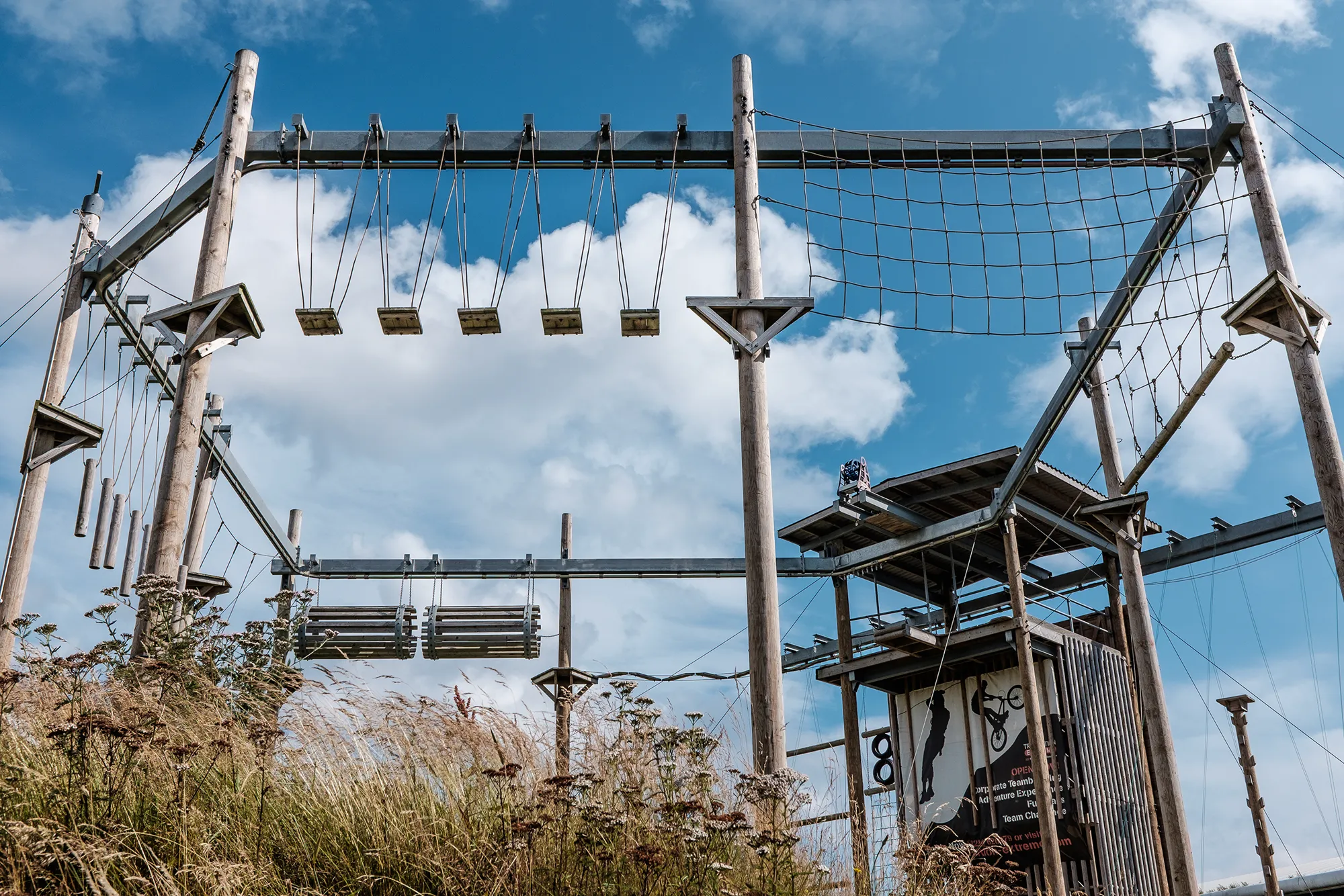 The high ropes course against the sky